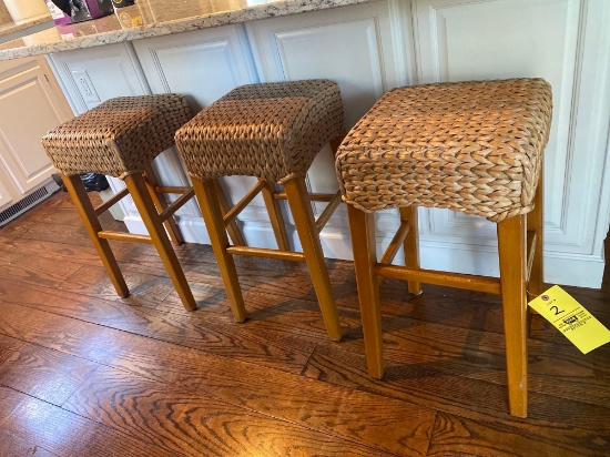 3 Woven top bar stools - counter height