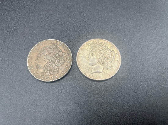 (1) Morgan & (1) Peace Silver Dollars 1921 & 22