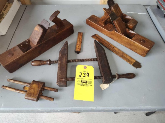 Early Wood Planes, Clamp, Rules