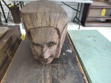 Indian Motorcycle Style Carved Wood Head