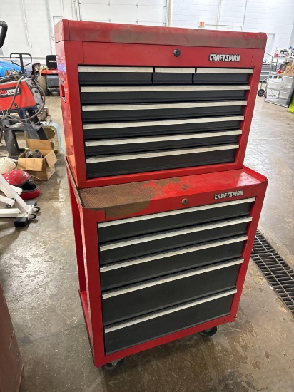 Craftsman 2 pc stack tool box, with key, little rust