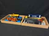 Assorted Freight Flat Cars with Equipment and Crane Car