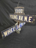 Cross Street Sign Young Av. & Wheeling Pl