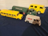 Marxs Sinclair Truck, Tonka School Bus and Assorted Cars