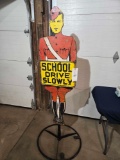 Metal Double Sided School Drive Slowly Sign