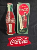 2 Coca Cola Thermometers & Metal Sign