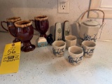 Oriental Salt and Pepper Shakers, Cups, Pitcher, Goblets