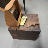 Safe with key, mallets, carpenters box
