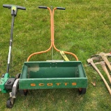 Scotts fertilizer spreader, and two-stroke edger