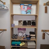 Assorted purses, wigs, contents of closet