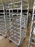 aluminum canned goods shelf on casters