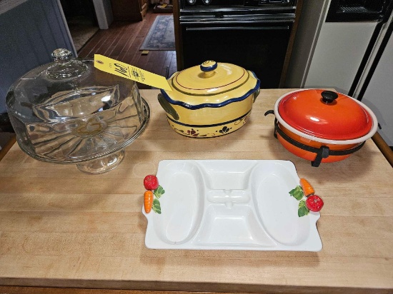 Covered Cake Stand, Vegetable Tray, Bean Pot