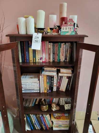 Cabinet Contents (Books, Candles, Figures)