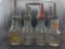 (8) vintage glass oil bottles with wire carrier one Sunoco!
