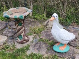 Concrete goose & birdbath