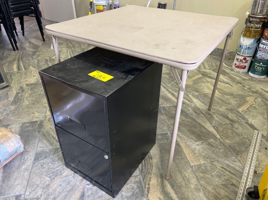 Metal File Cabinet, Card Table