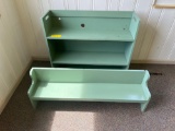 Painted Wood Shelf and Small Pew