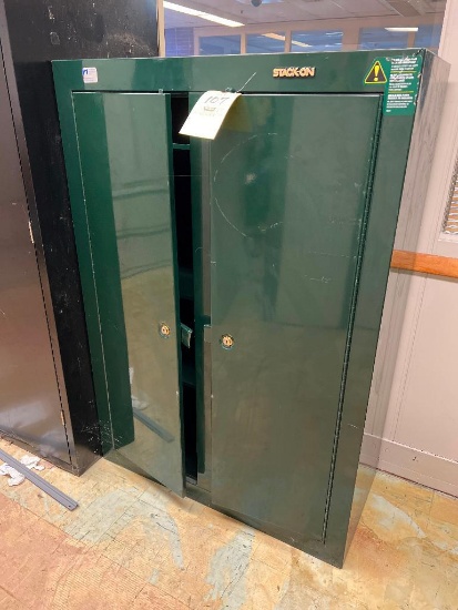 Stack-on green metal cabinet, no key