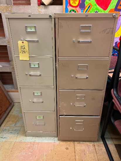 Two Metal file cabinets, some drawers locked