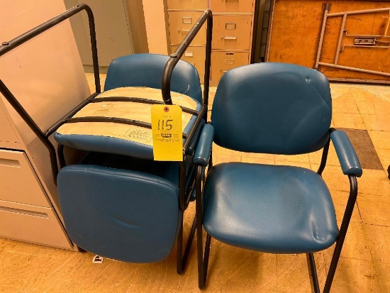 Three Blue Office chairs