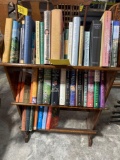 bookshelf with hardback books