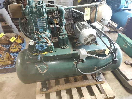 Air compressor, Quincy 5HP 208-230V 1PH, 80gal tank, Industrial duty, Working condition.