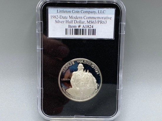 Graded 1982 Washington Commemorative Silver Half Dollar MS63