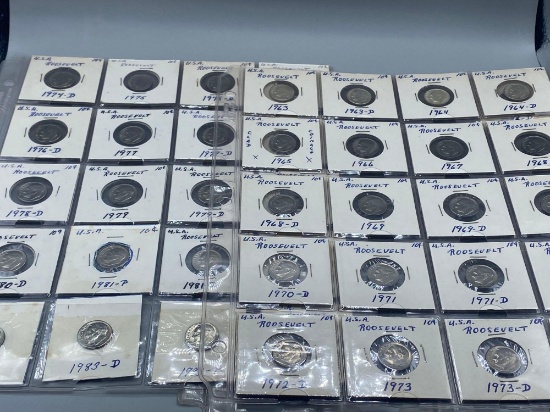 Roosevelt Dime Collection 1963 to 1986