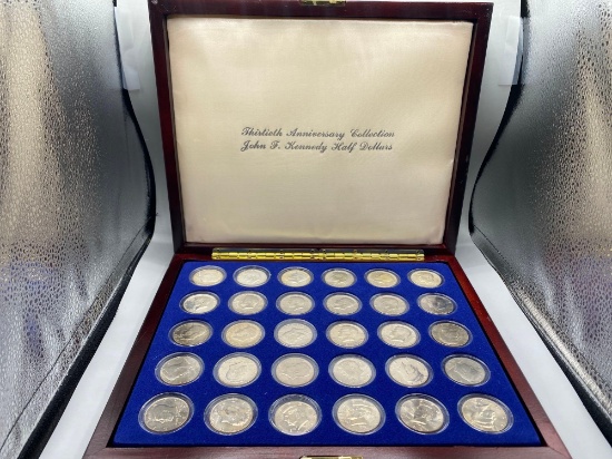 Thirtieth Anniversary Collection John F. Kennedy Half Dollar Collection in wood display box