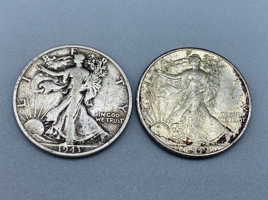 1939 & 1943s Walking Liberty Half Dollars bid x 2