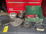 cast iron skillets - camping stove - etc
