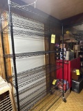 black wire rack shelf on wheels