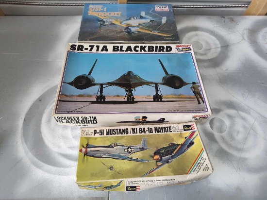 MiniCraft Model Kits & Revell P-51, Sr-71, XF5-1 Airplanes