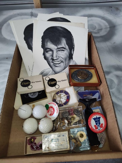 Golf Balls, Elvis Prints, Elks Pins, Zippo Key Holder