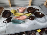 Russell Wright Pottery Pitcher, Sugar, Gravy Boats,