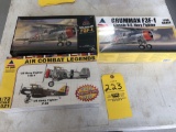 Accurate miniature model planes. F3f-1, US army fighter p-6e and US Navy F4b-4