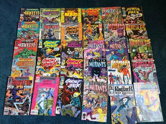 (30) Vintage Marvel Comic Books Hawkeye, Ghost Rider, Mutants, Punisher