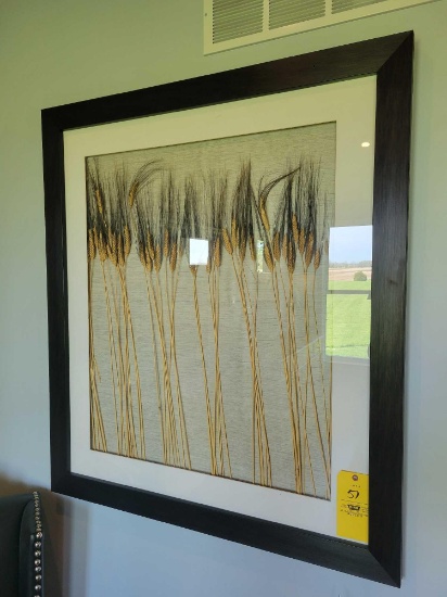 Large framed natural wheat themed art