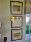 Set of 3 abstract style framed prints by Nova