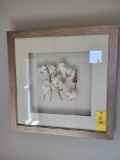 Large shadow box style frame of natural material cotton plants