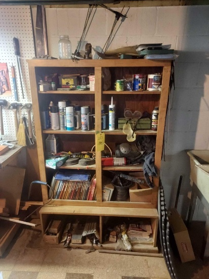 Shelving Contents - Woodworking Tools, Woodworking Books, Paints, Hardware, Sanding Items, & more