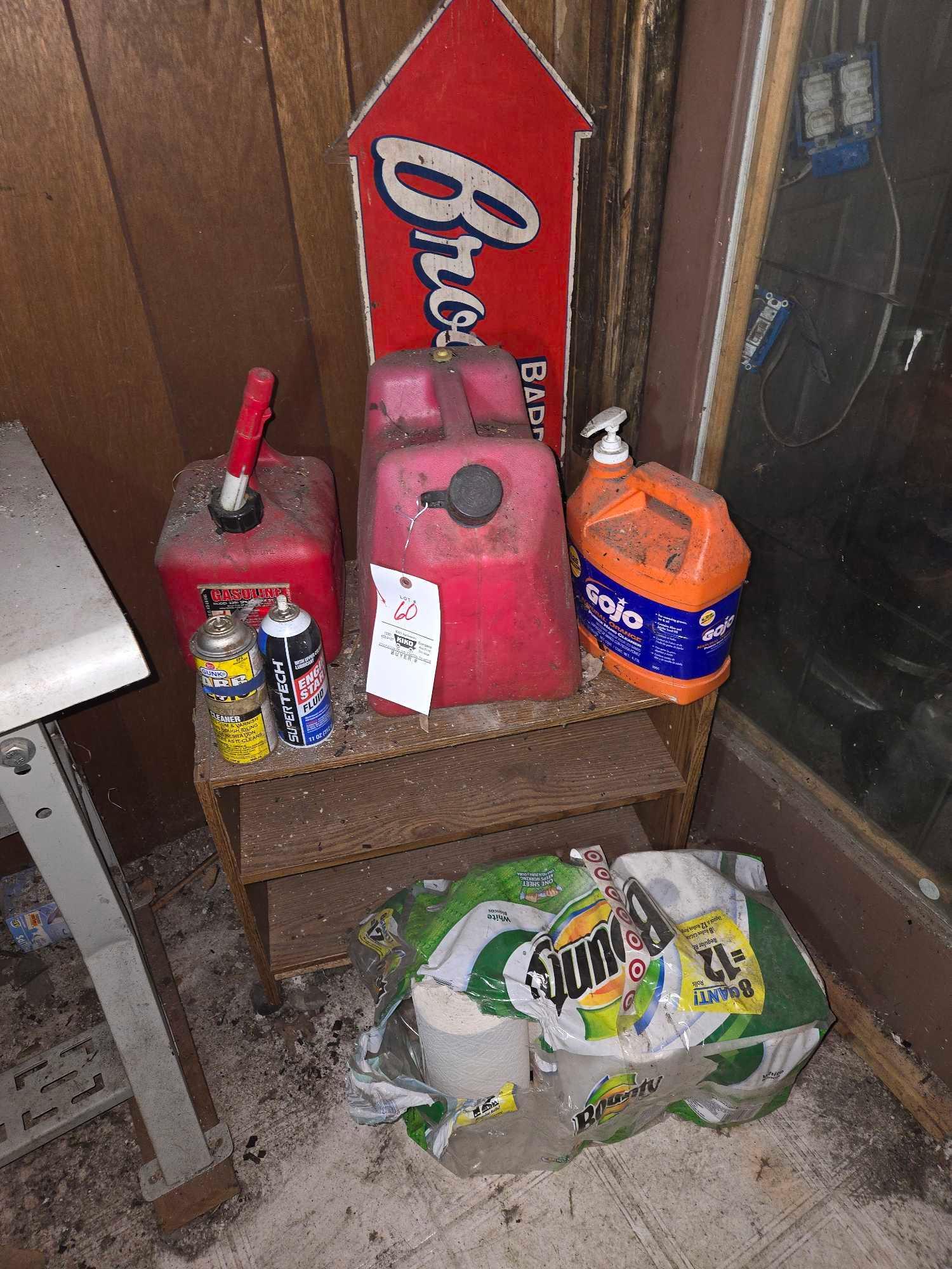 Fuel Cans, Barberton Brookside Sign, Stand , Proxibid