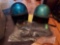 2 Vintage Motorcycle Helmets & Gloves