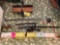 File, primitive drill, yard sticks, clamps, standley miter saw box
