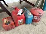 Vintage Gas Cans 1 metal 3 plastic