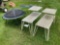 patio fireplace - vintage metal end tables