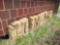Groups of stacked pavers and bricks