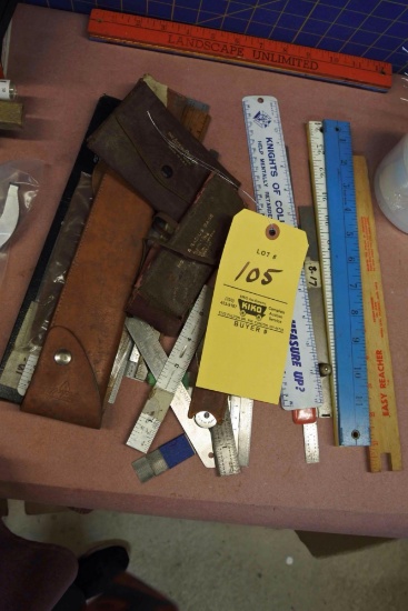 Misc lot of rulers Protractors, gauges and other stuff Lufkin metal Rule