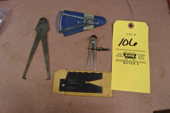 Starrett caliper and Wire Gage PFingst thickness gage