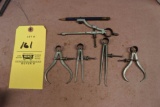 4 Older machinist calipers and draftsman tools Starrett